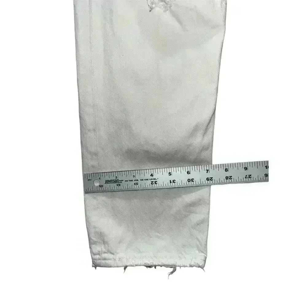 Agolde Riley High Rise Straight Crop White Veil 100% Cotton Jeans Size 28